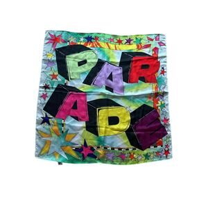 Parade Satin Scarf Multi-Colored Graphic Logo Print